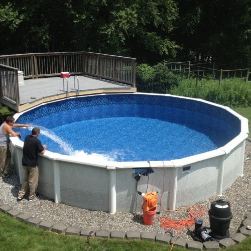 landscaping above ground pool